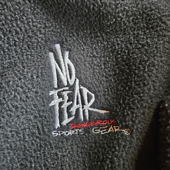 VintageNo Fear Jacket Men L BlackPullover Dangerous Sports Fleece Y2K Streetwear - Picture 1 of 7